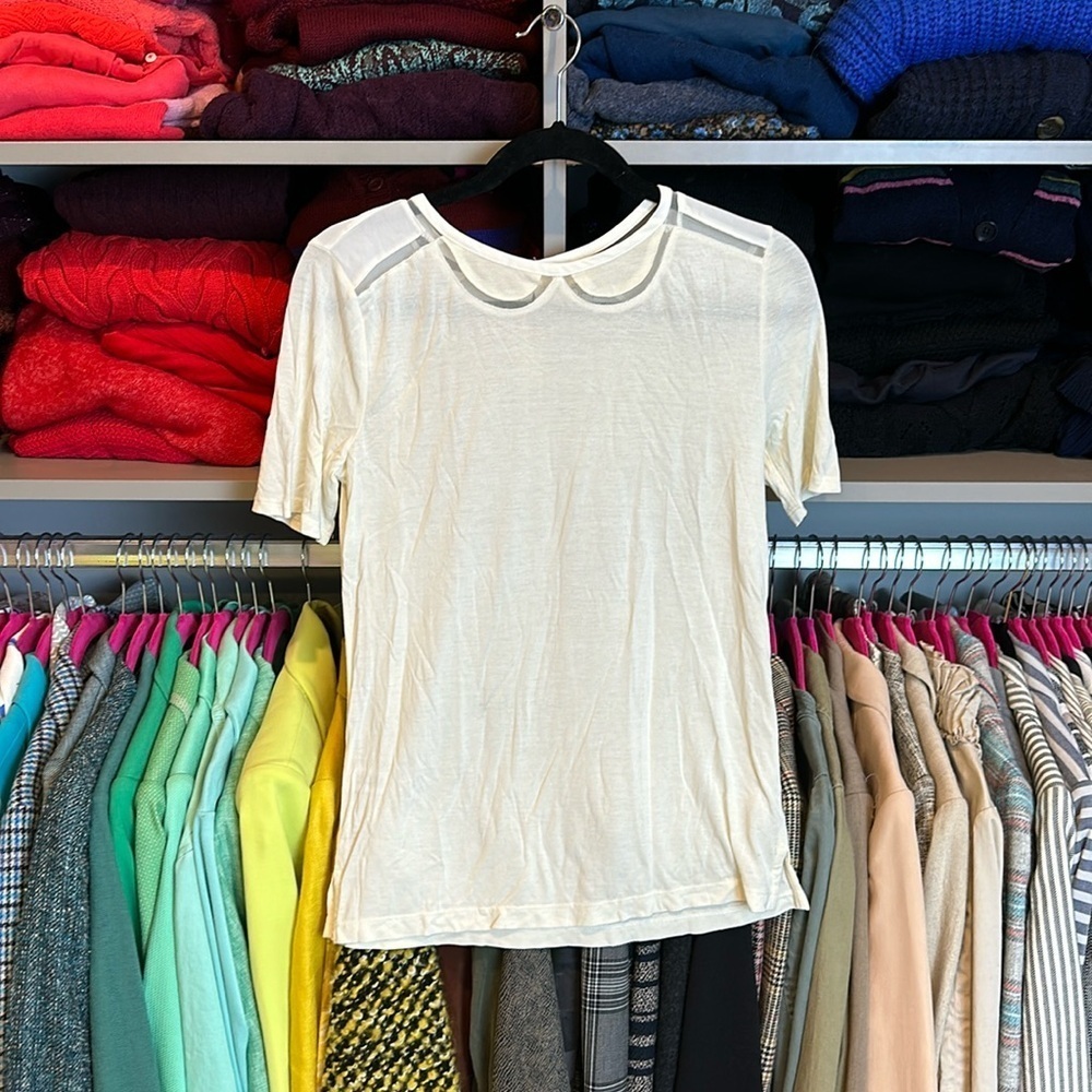 Loft cream short sleeve with mesh detail top size XS​
